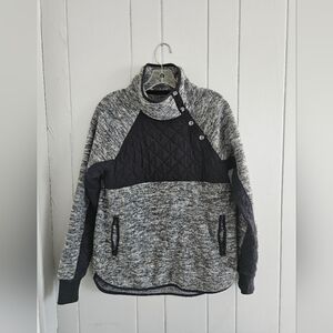 Abercrombie & Fitch Size Small Grey and Black Fleece- Diagnol Button- Very Soft